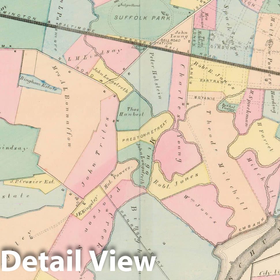 Historic Map : Atlas of West Philadelphia including the 24th & 27th Wards of the City of Philadelphia, West Philadelphia 1872 Plate N , Vintage Wall Art