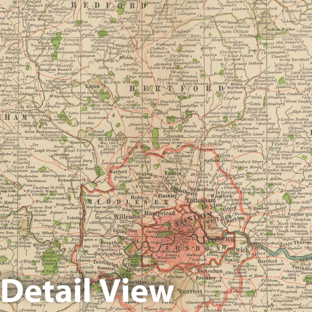 Historic Map : London 1914 , Century Atlas of the World, Vintage Wall Art