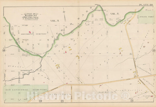 Historic Map : Atlas City of Philadelphia Volume 9 25th and 33rd Wards, Philadelphia 1891 Plate 020 , Vintage Wall Art