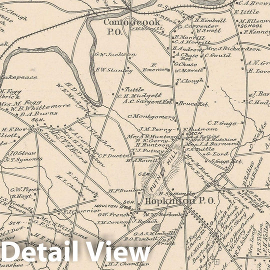 Historic Map : Hopkinton 1892 , Town and City Atlas State of New Hampshire , Vintage Wall Art