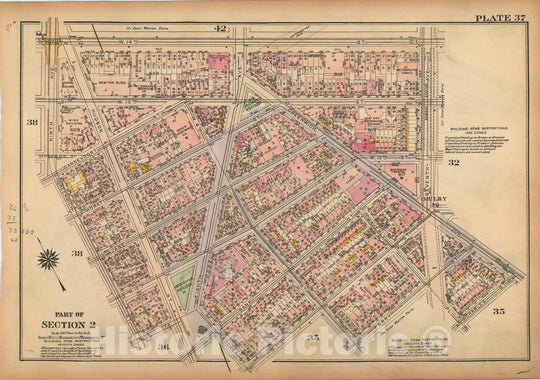 Historic Map : Land Book of the Borough of Manhattan, City of NY, Manhattan 1925 Plate 037 , Vintage Wall Art