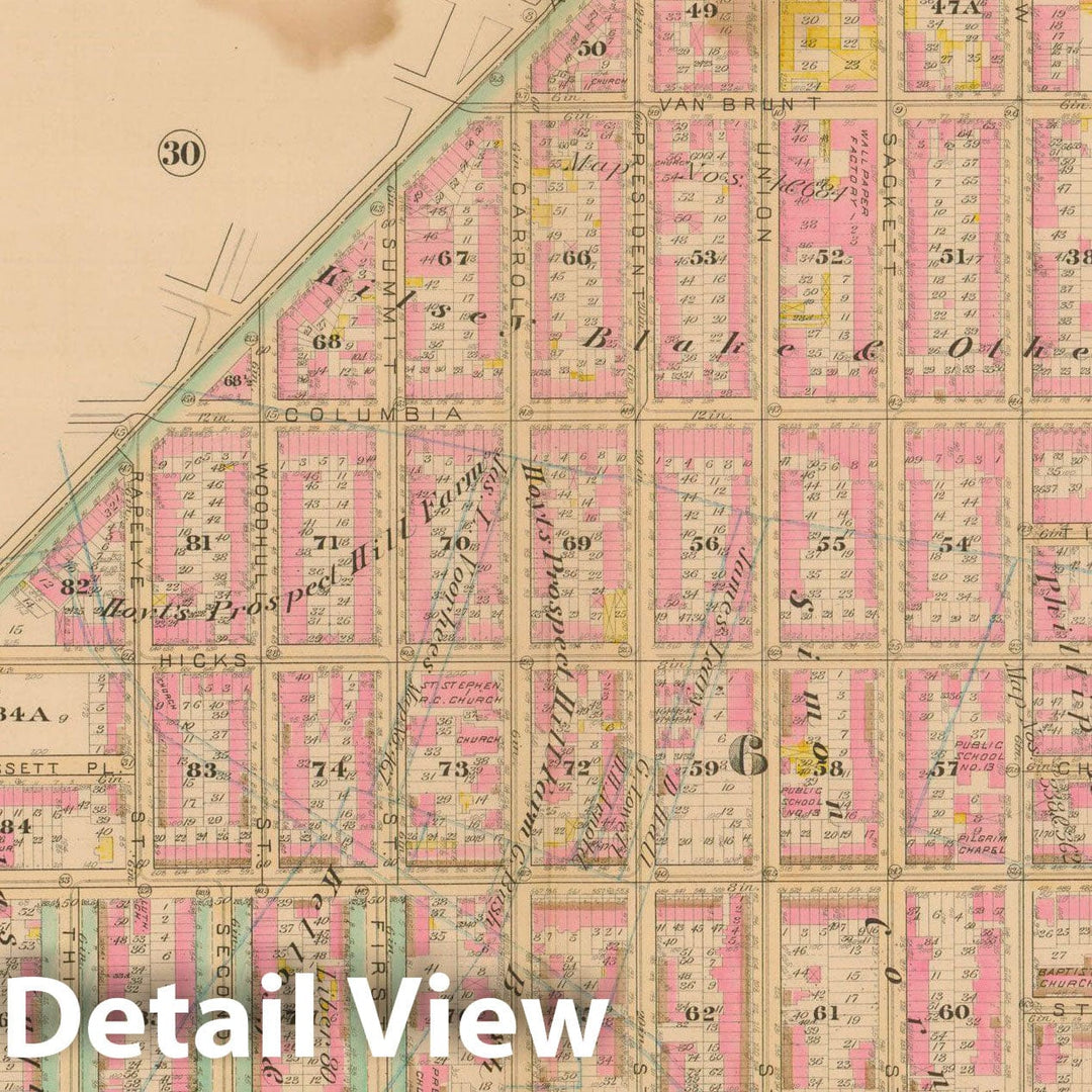 Historic Map : Robinson's Atlas City of Brooklyn, NY, Brooklyn 1886 Plate 003 , Vintage Wall Art