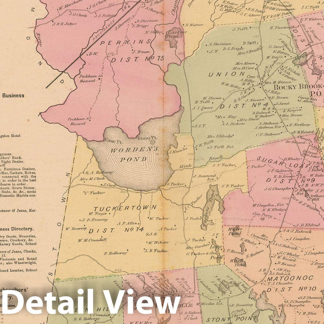 Historic Map : Atlas State of Rhode Island, South Kingstown 1870 , Vintage Wall Art