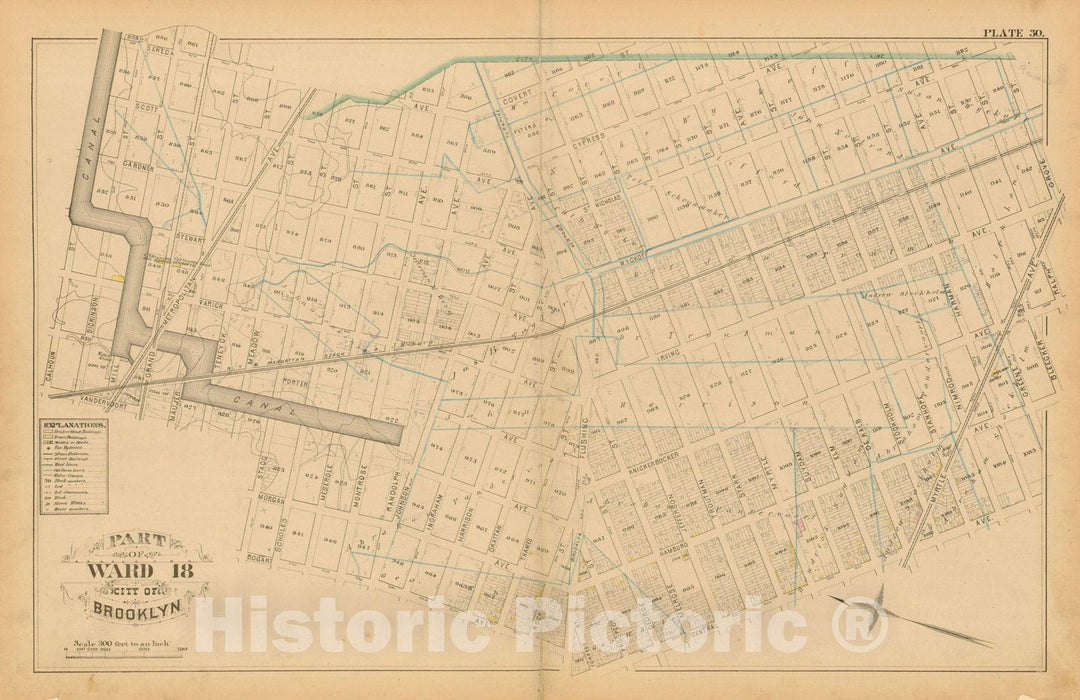 Historic Map : Atlas Entire City of Brooklyn Complete in One Volume, Brooklyn 1880 Plate 030 , Vintage Wall Art