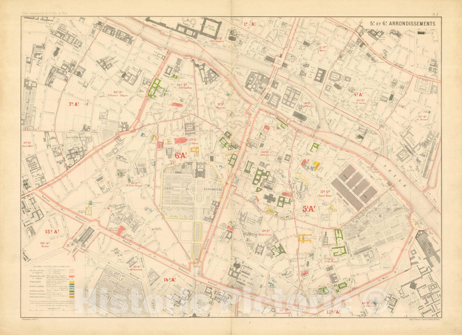 Historic Map : Atlas Administratif de la Ville de Paris, Paris 1821 Plate 003 , Vintage Wall Art