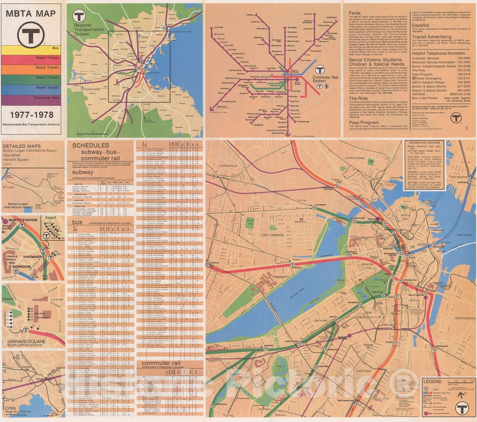 Historic Map : Greater Boston Transit Maps, MBTA System Map 1977 Railroad Catography , Vintage Wall Art