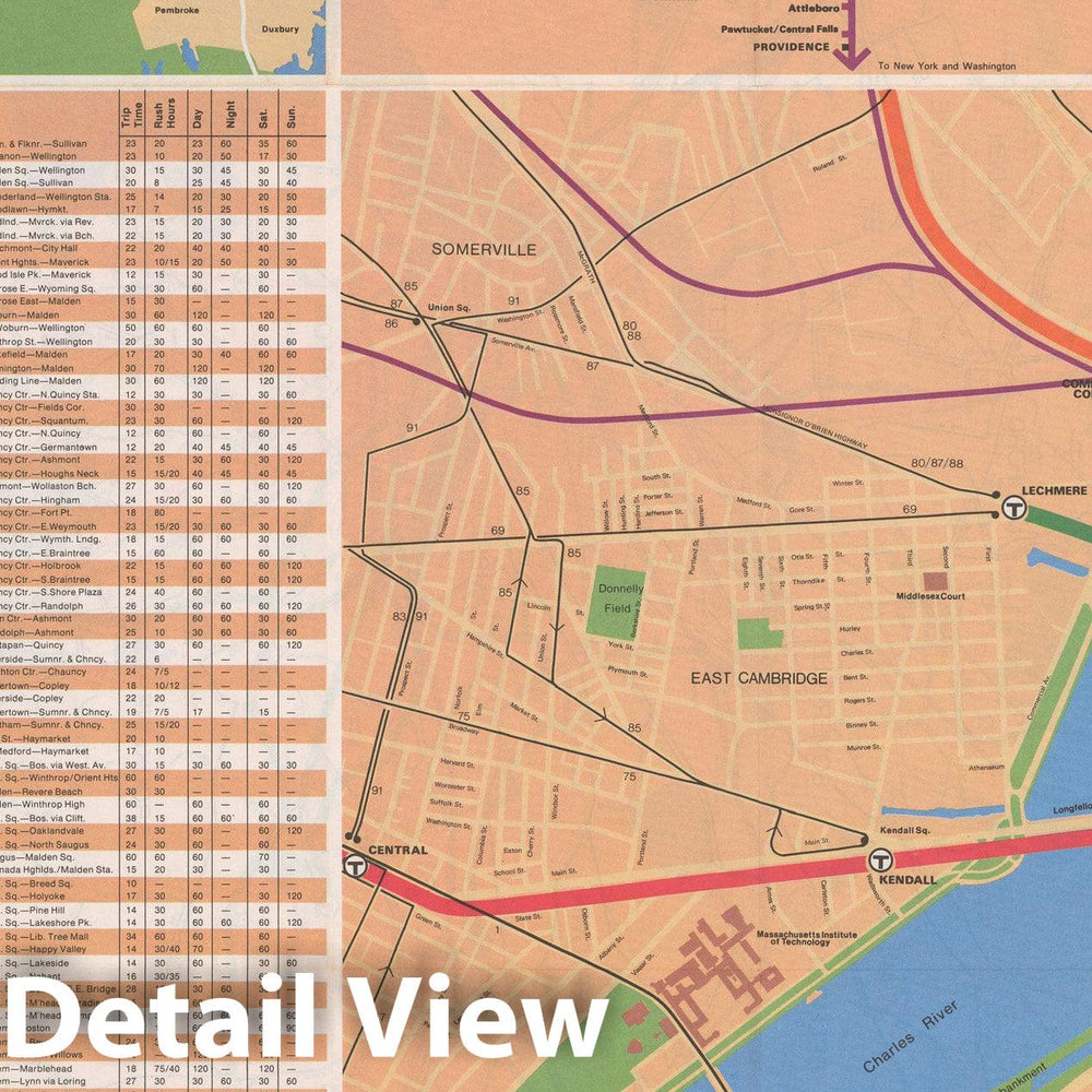 Historic Map : Greater Boston Transit Maps, MBTA System Map 1977 Railroad Catography , Vintage Wall Art