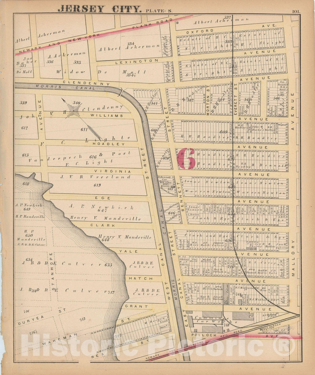 Historic Map : Combined Atlas State of New Jersey & The County of Hudson, Jersey City 1873 Plate S , Vintage Wall Art