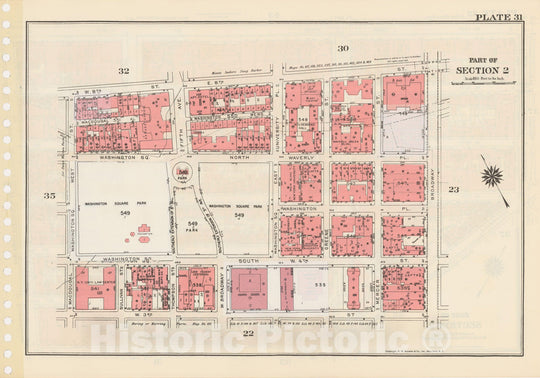 Historic Map : Manhattan Land Book 1955 - Updated Through Nov 7th, New York City 1975 Plate 031 , Vintage Wall Art