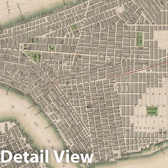 Historic Map : New York, New York City 1850 , Nirenstein's National Preferred Real Estate Locations of Business Properties , Vintage Wall Art