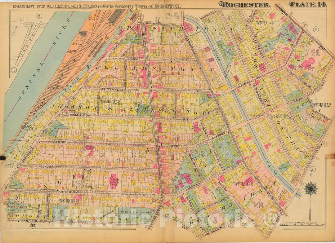 Historic Map : Atlas City of Rochester New York, Rochester 1910 Plate 014 , Vintage Wall Art