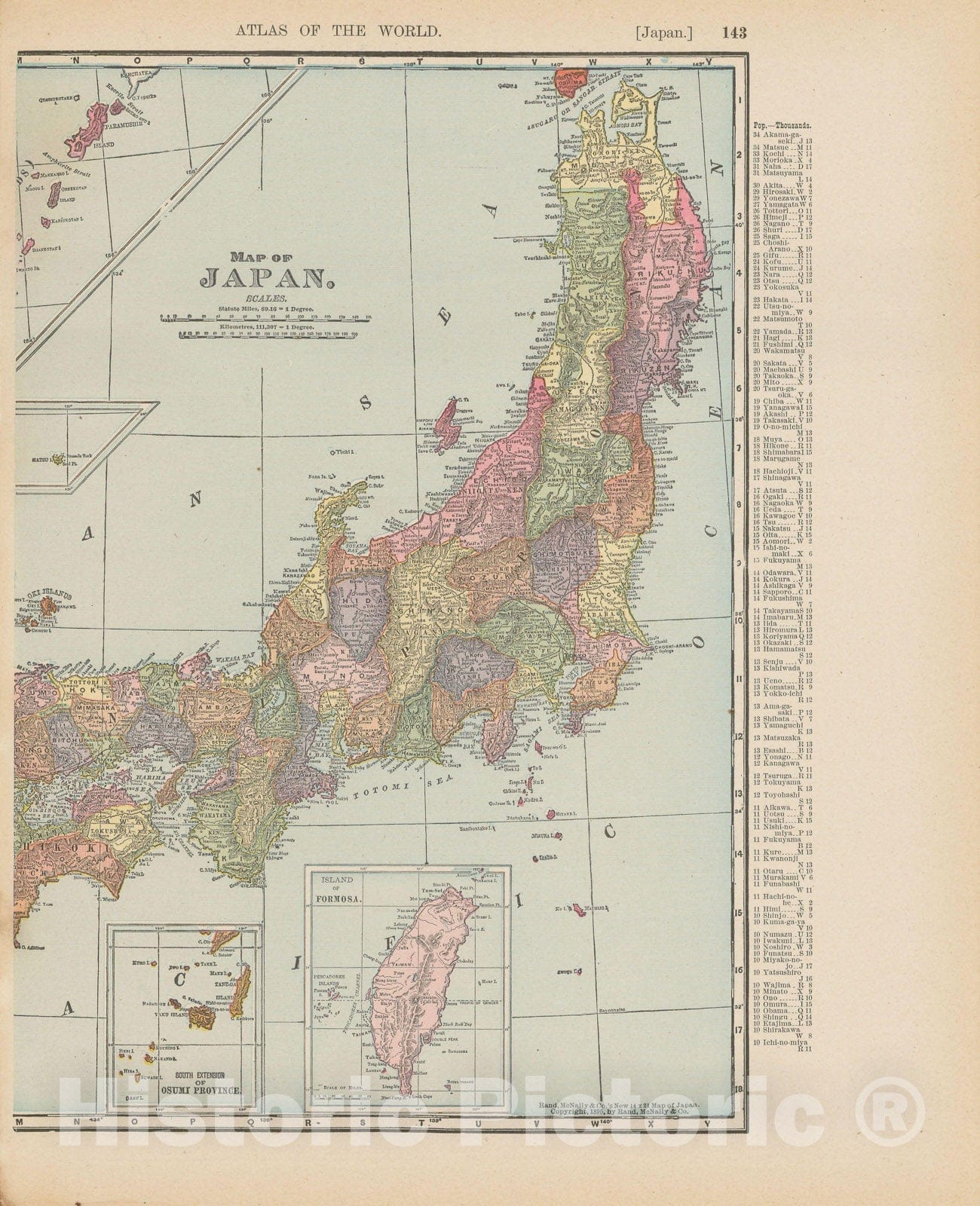 Historic Map : Japan 1900 , Universal Atlas World , v2, Vintage Wall Art