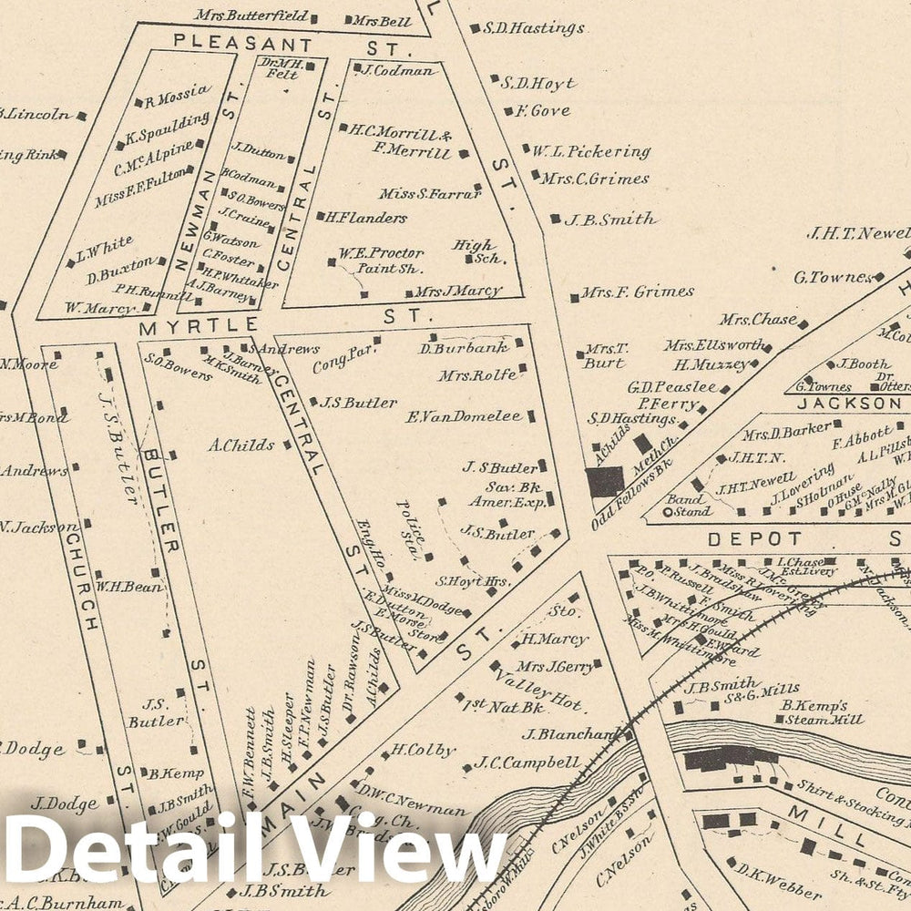 Historic Map : Hillsborough 1892 , Town and City Atlas State of New Hampshire , Vintage Wall Art