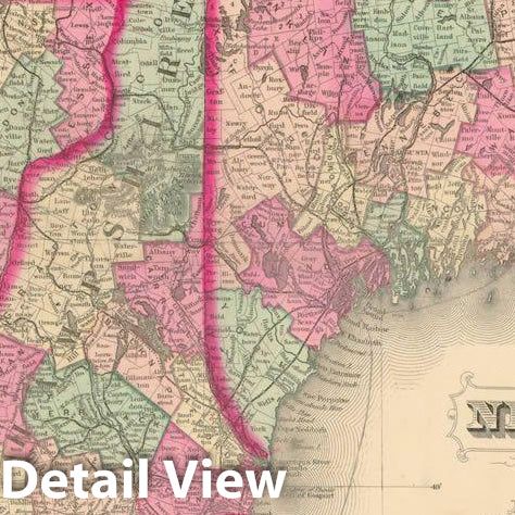 Historic Map : New England 1871 , Vintage Wall Art