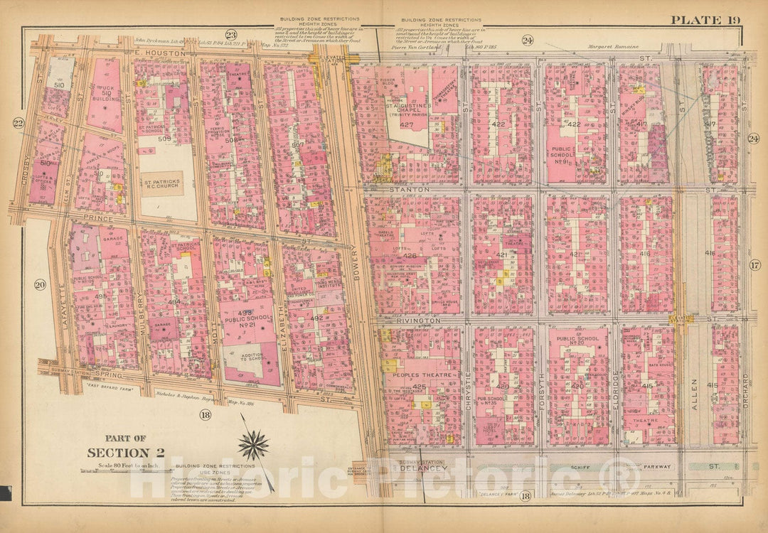 Historic Map : Atlas City of New York, Borough of Manhattan, Vol 1, Batery to 14th St 1922 - 1935 Plate 019 , Vintage Wall Art