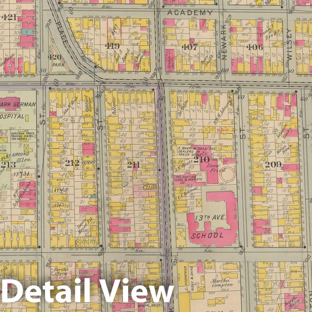 Historic Map : Atlas of Newark, Volume 1, Newark 1911 Plate 003 , Vintage Wall Art