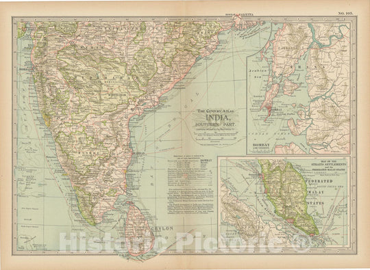 Historic Map : India & Sri Lanka & Malaysia & Singapore 1914 Century Atlas , Vintage Wall Art