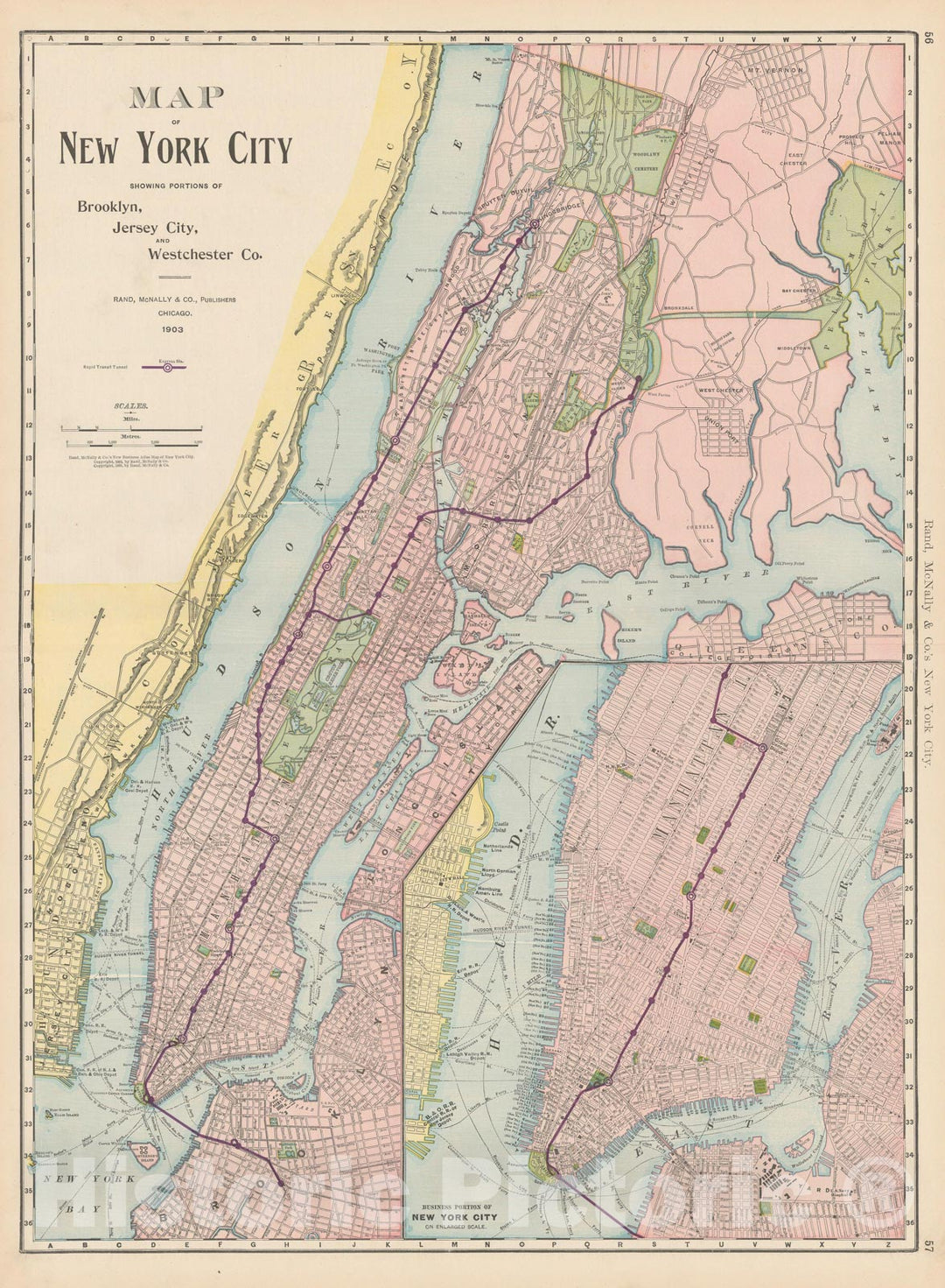 Historic Map : New York City 1903 , Rand McNally Business Atlas , Vintage Wall Art