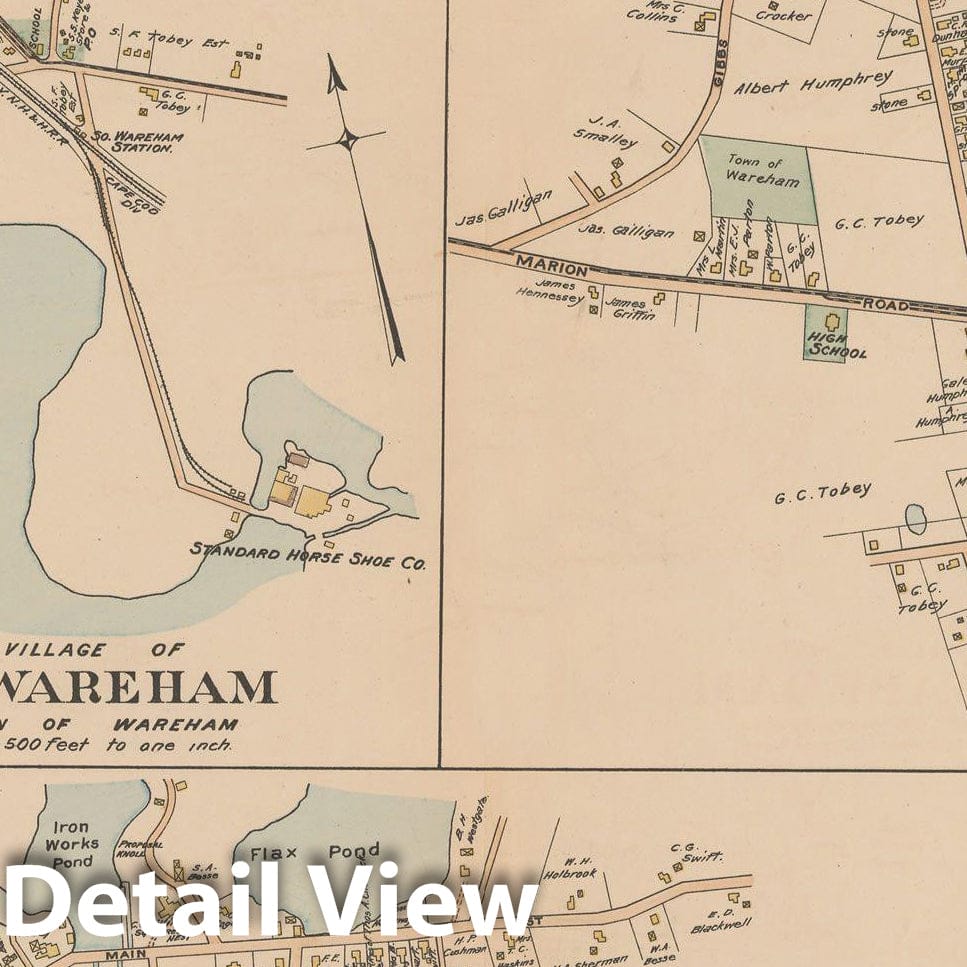 Historic Map : MA, Wareham 1903 Plate 035 , New Topographical Atlas of Surveys of Plymouth County ... , Vintage Wall Art