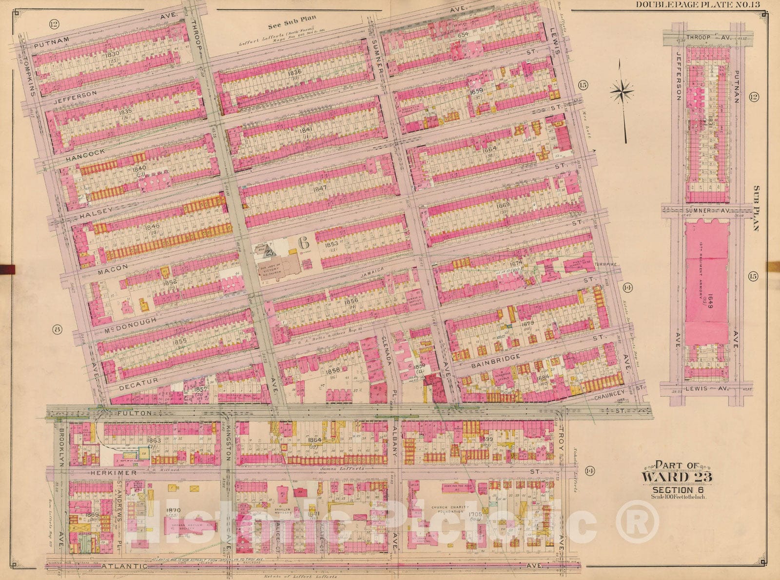 Historic Map : Brooklyn 1904 Plate 013 , Atlas Borough of Brooklyn , Vintage Wall Art