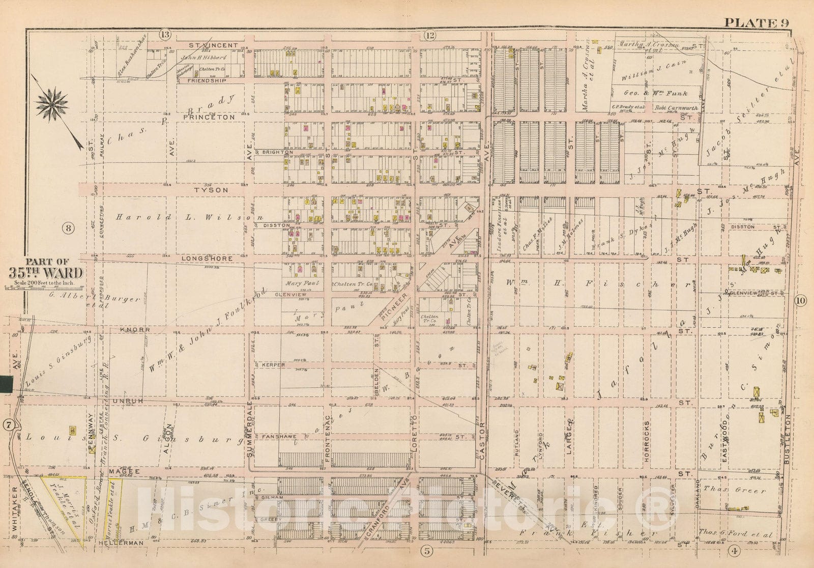 Historic Map : Atlas City of Philadelphia 35th Ward, Philadelphia 1927 Plate 009 , Vintage Wall Art