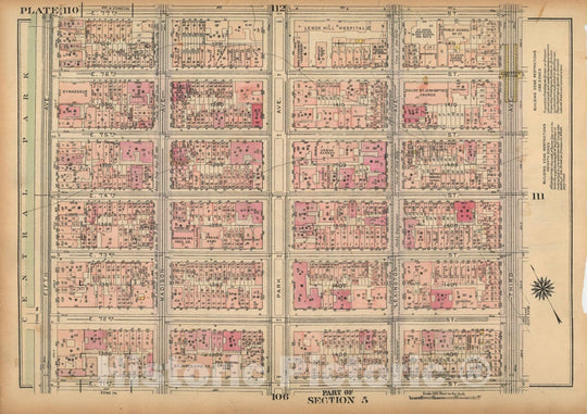 Historic Map : Land Book of the Borough of Manhattan, City of NY, Manhattan 1925 Plate 110 , Vintage Wall Art