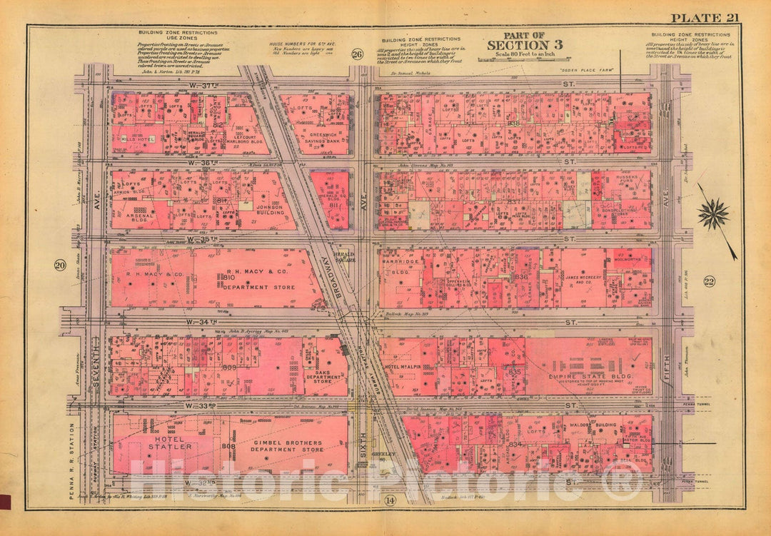 Historic Map : Atlas City of New York, Borough of Manhattan, Volume Two, 14th Street to 59th Street, Manhattan 1928 Plate 021 , Vintage Wall Art