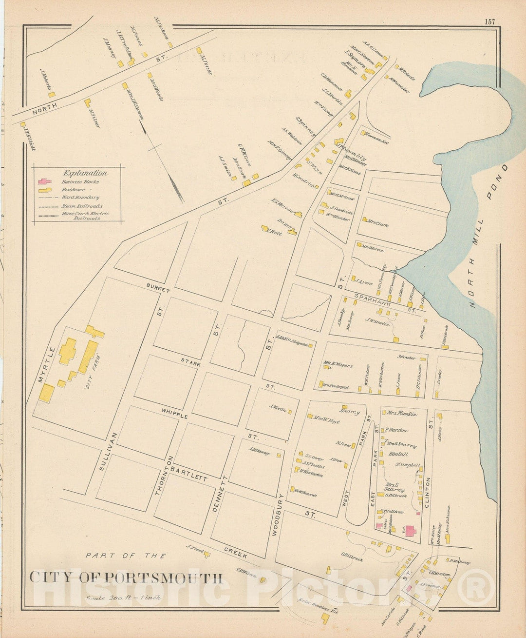 Historic Map : Portsmouth 1892 , Town and City Atlas State of New Hampshire , v3, Vintage Wall Art