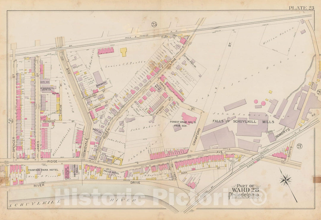 Historic Map : City of Philadelphia, 28th 32nd & 37th Wards, Vol. 6, Second Ed., Philadelphia 1894 Plate 023 , Vintage Wall Art