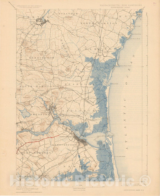 Historic Map : Eastern Massachusetts Street Railway Maps, Newburyport 1927 Transit Cartography , Vintage Wall Art