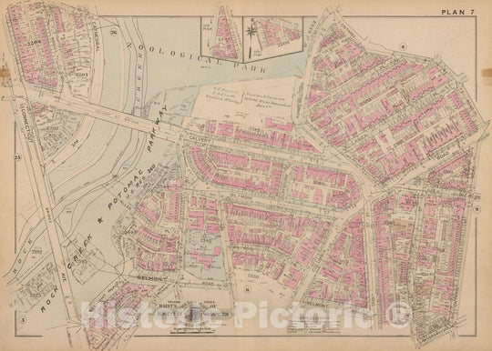 Historic Map : Atlas of Washington D.C. Volume 3 (Outer NW), Washington 1937 Plate 007 , Vintage Wall Art