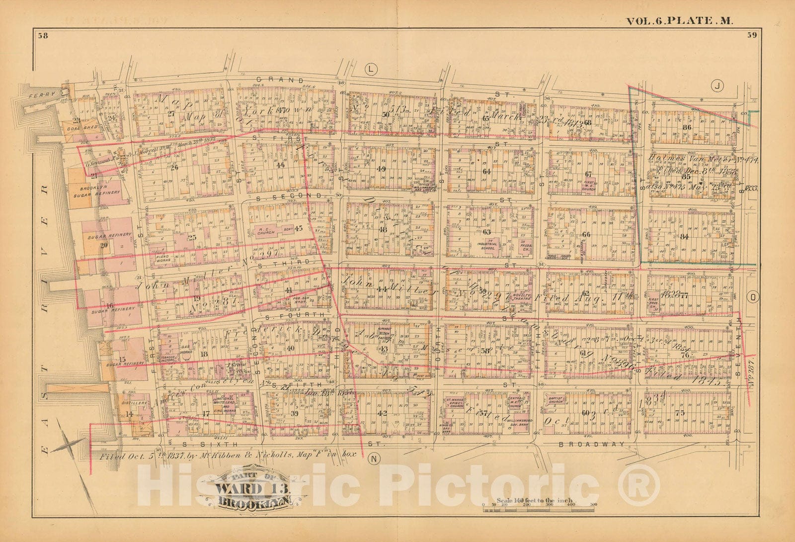 Historic Map : Atlas of Brooklyn Vols. 5 & 6, Brooklyn 1880 Vol. 6 Plate M , Vintage Wall Art