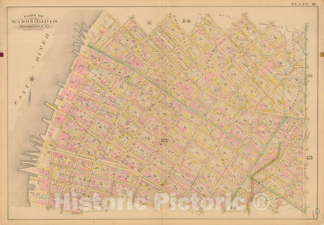 Historic Map : Robinson's Atlas City of Brooklyn, NY, Brooklyn 1886 Plate 010 , Vintage Wall Art