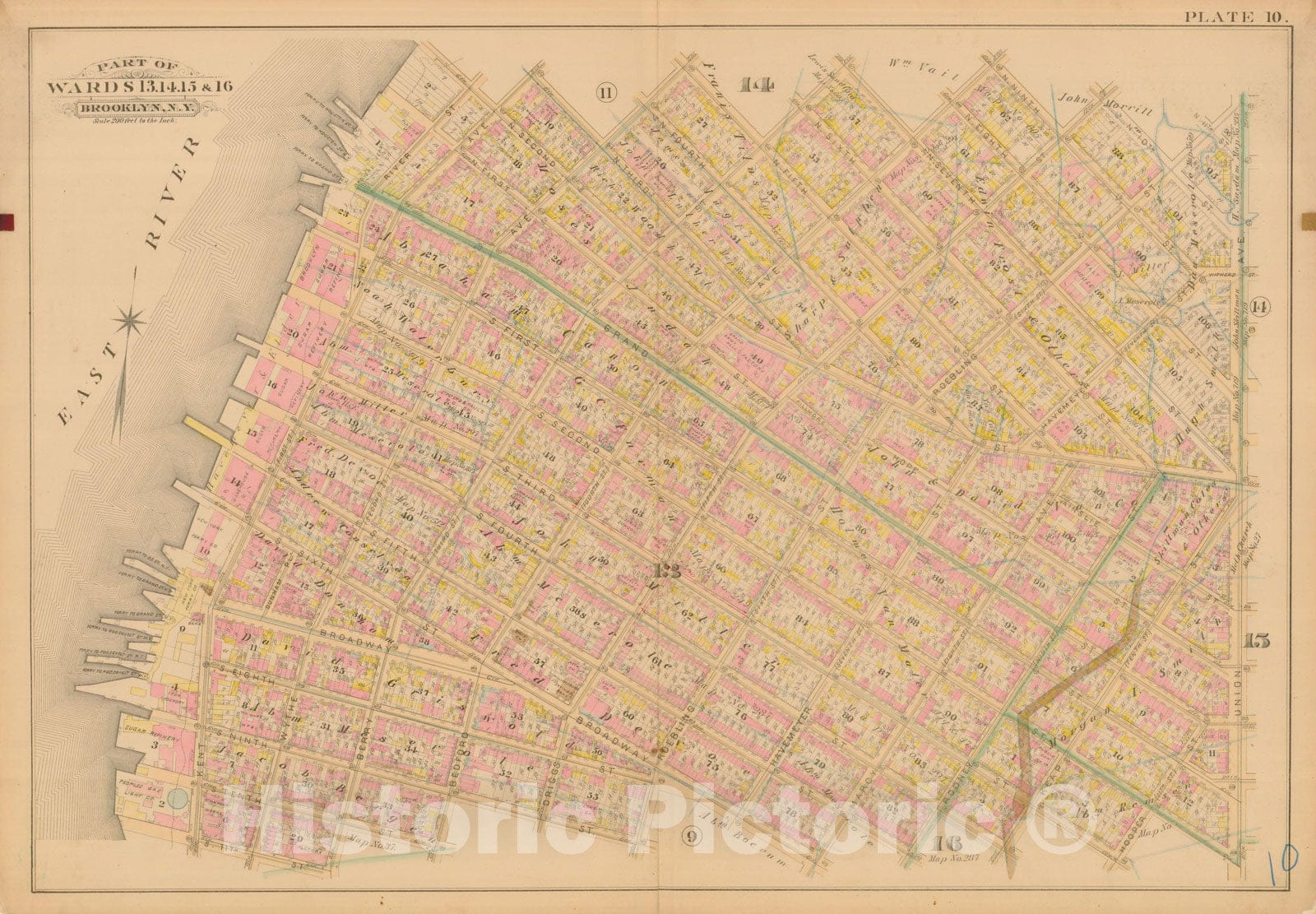 Historic Map : Robinson's Atlas City of Brooklyn, NY, Brooklyn 1886 Plate 010 , Vintage Wall Art