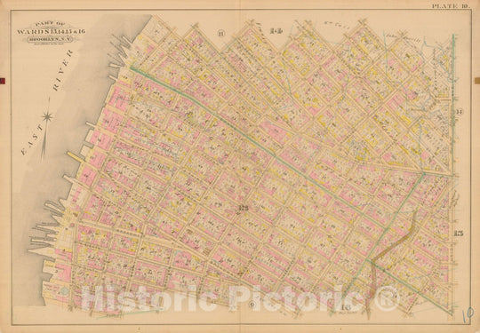 Historic Map : Robinson's Atlas City of Brooklyn, NY, Brooklyn 1886 Plate 010 , Vintage Wall Art