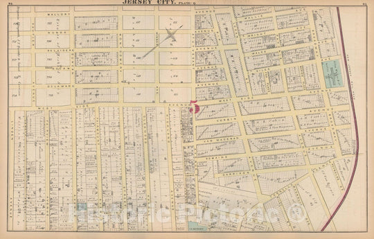 Historic Map : Combined Atlas State of New Jersey & The County of Hudson, Jersey City 1873 Plate Q , Vintage Wall Art