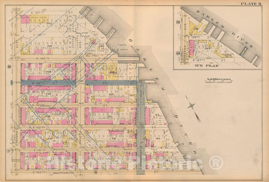 Historic Map : Atlas City of New York, Vol 2 ... 12th Ward, 2nd Ed., Manhattan 1884 Plate 011 , Vintage Wall Art