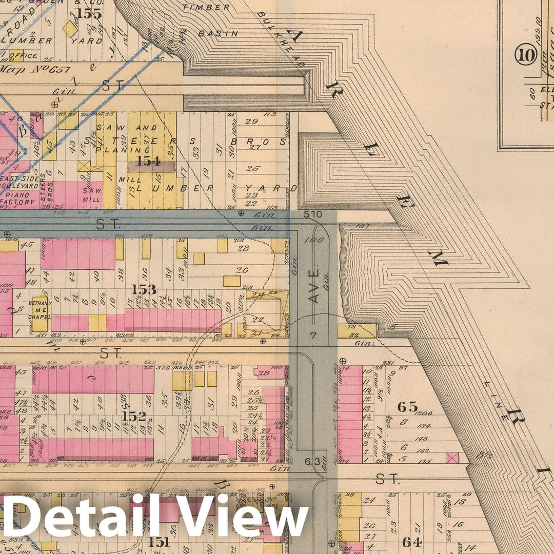 Historic Map : Atlas City of New York, Vol 2 ... 12th Ward, 2nd Ed., Manhattan 1884 Plate 011 , Vintage Wall Art