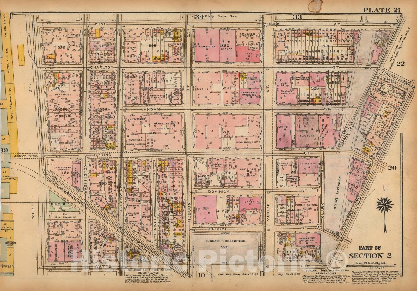 Historic Map : Land Book of the Borough of Manhattan, City of NY, Manhattan 1925 Plate 021 , Vintage Wall Art