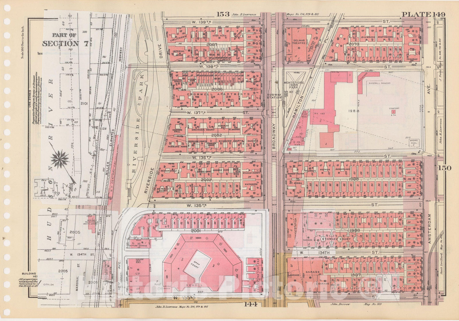 Historic Map : Manhattan Land Book 1955 - Updated Through Nov 7th, New York City 1975 Plate 149 , Vintage Wall Art