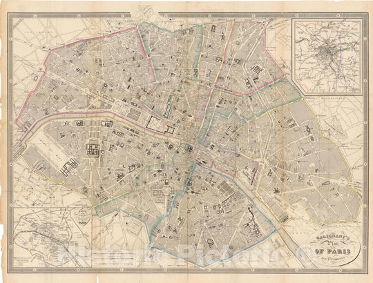 Historic Map : Europe, Paris 1851 , Vintage Wall Art