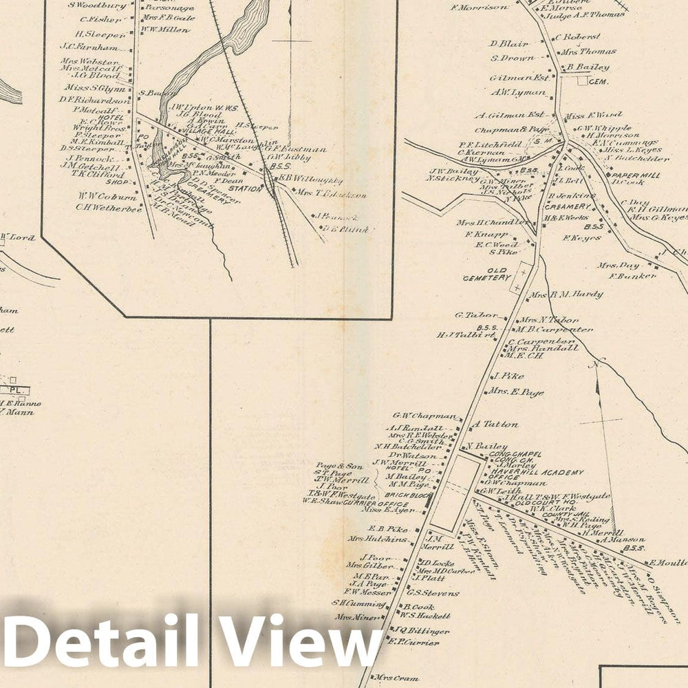 Historic Map : Haverhill 1892 , Town and City Atlas State of New Hampshire , Vintage Wall Art