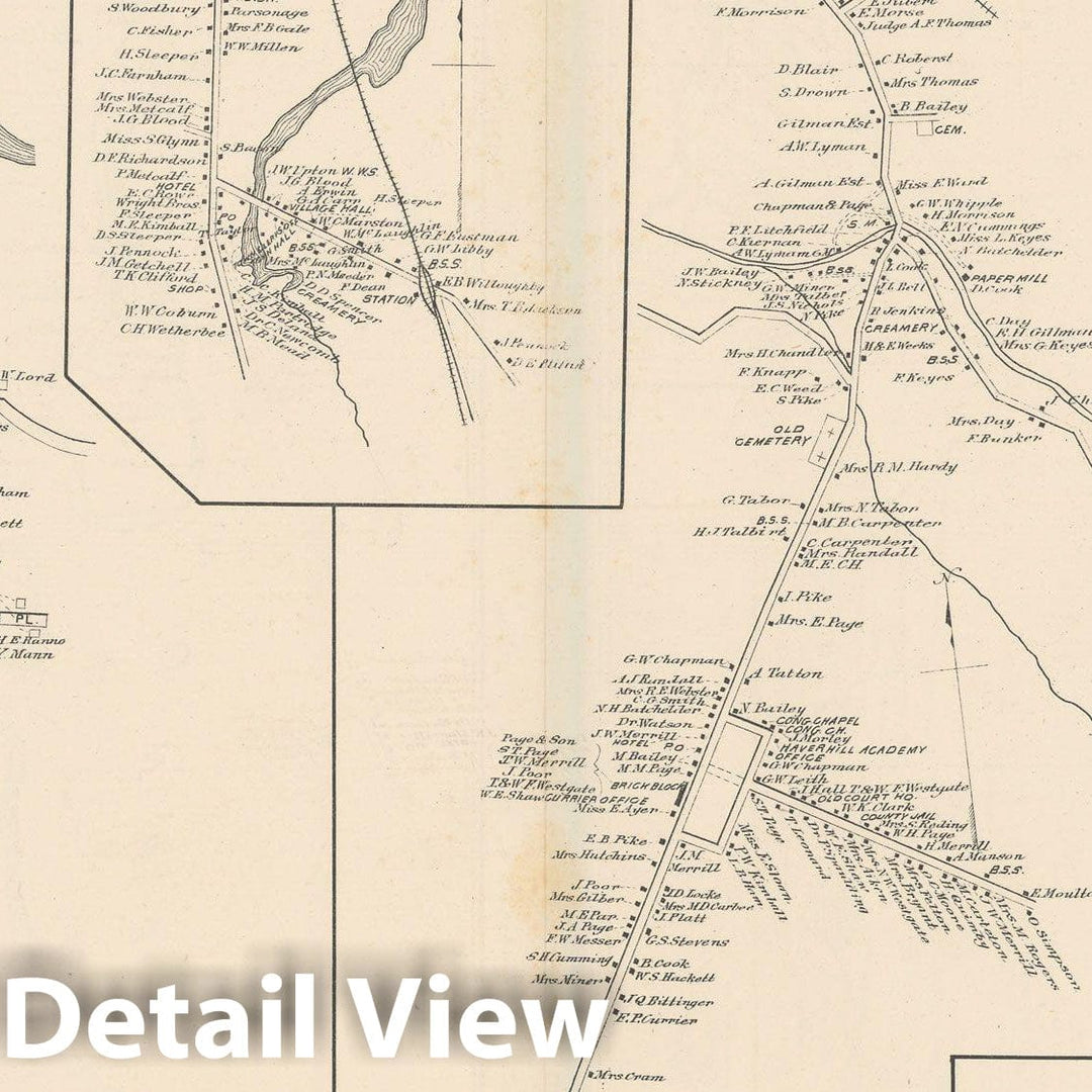 Historic Map : Haverhill 1892 , Town and City Atlas State of New Hampshire , Vintage Wall Art