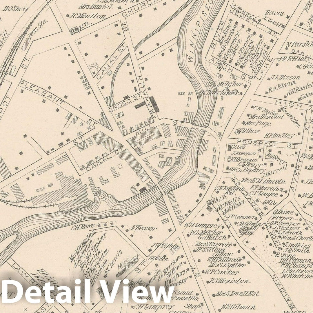 Historic Map : Laconia 1892 , Town and City Atlas State of New Hampshire , Vintage Wall Art