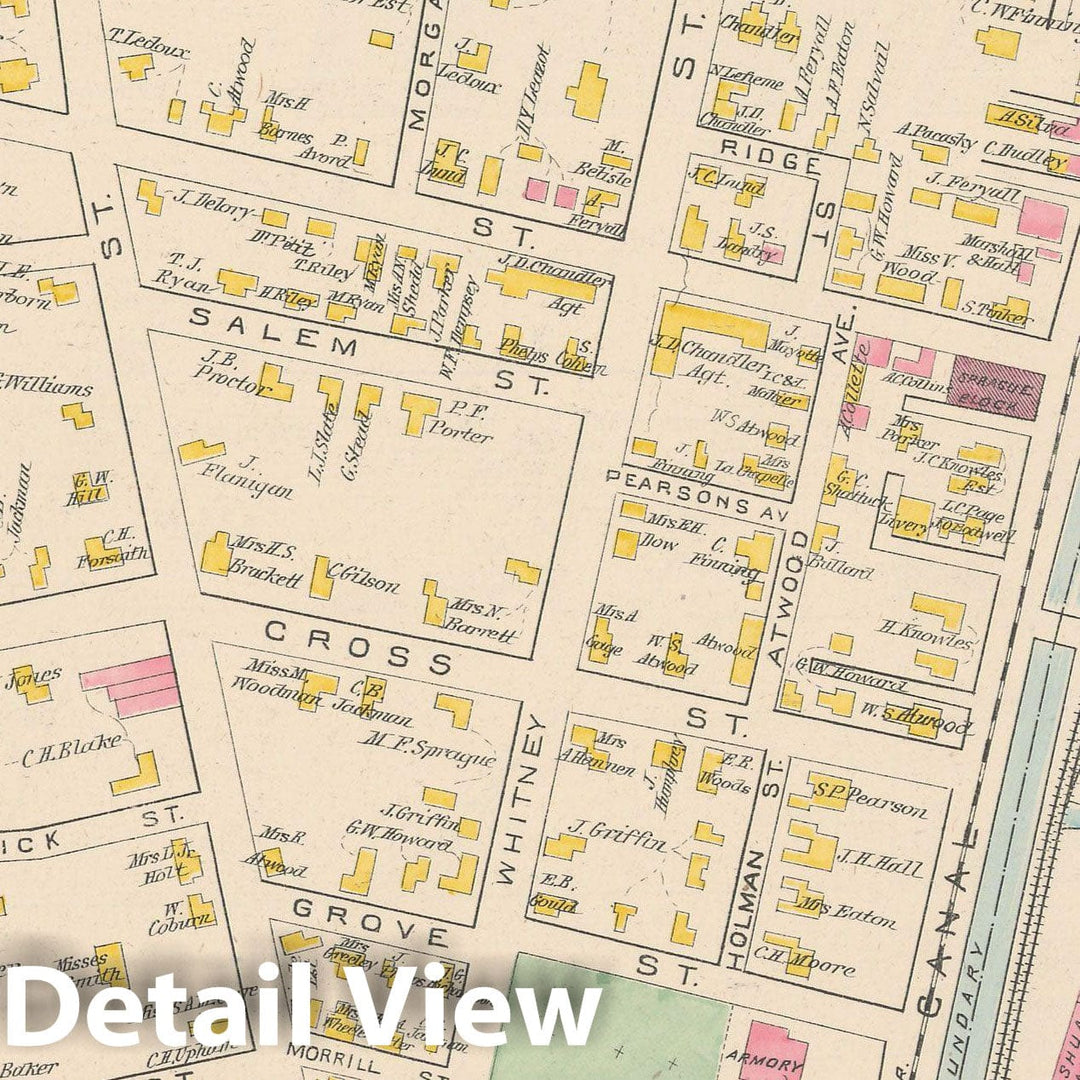 Historic Map : Nashua 1892 , Town and City Atlas State of New Hampshire , v4, Vintage Wall Art