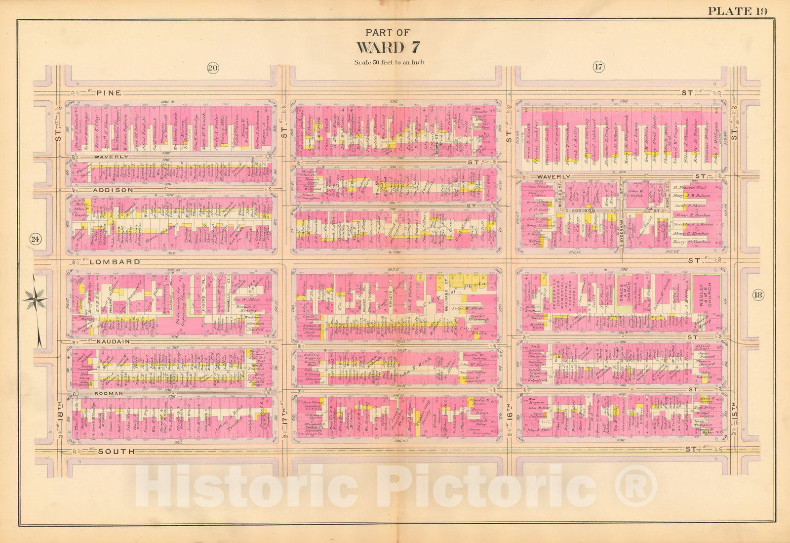 Historic Map : Philadelphia 1908 Plate 019 , Vintage Wall Art