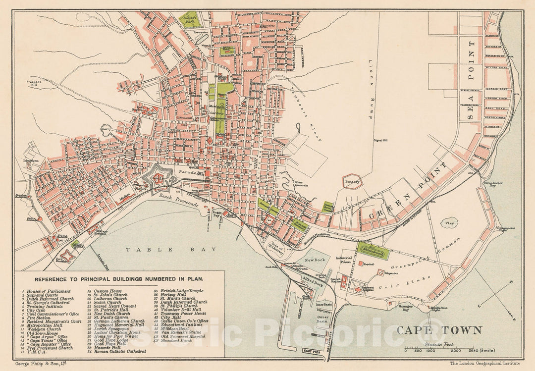 Historic Map : Atlas of South Africa, Cape Town 1911 , Vintage Wall Art