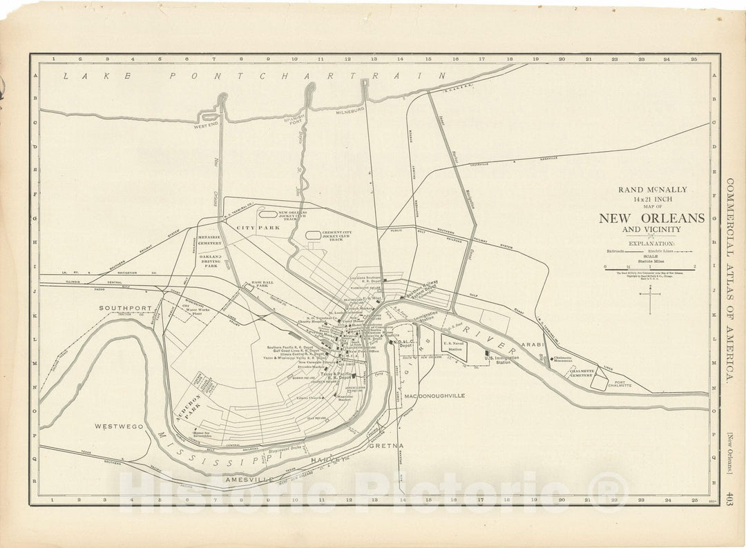 Historic Map : Commercial Atlas of America, 56th Edition, New Orleans 1925 , Vintage Wall Art