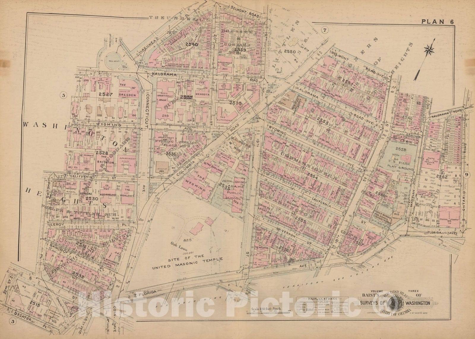 Historic Map : Atlas of Washington D.C. Volume 3 (Outer NW), Washington 1937 Plate 006 , Vintage Wall Art