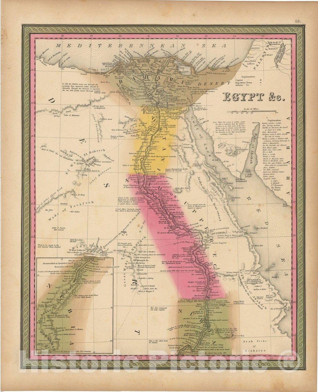 Historic Map : Egypt 1847 , A New Universal Atlas of the World , Vintage Wall Art